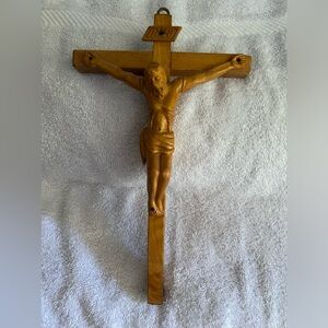 Crucifix - carved wooden cross with sculpture of Jesus